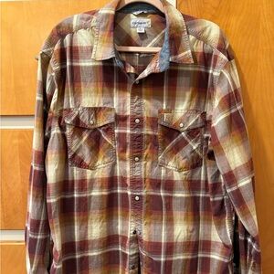 Carhartt Plaid Button-Up Shirt Pearl Snaps Men’s XL Relaxed Fit